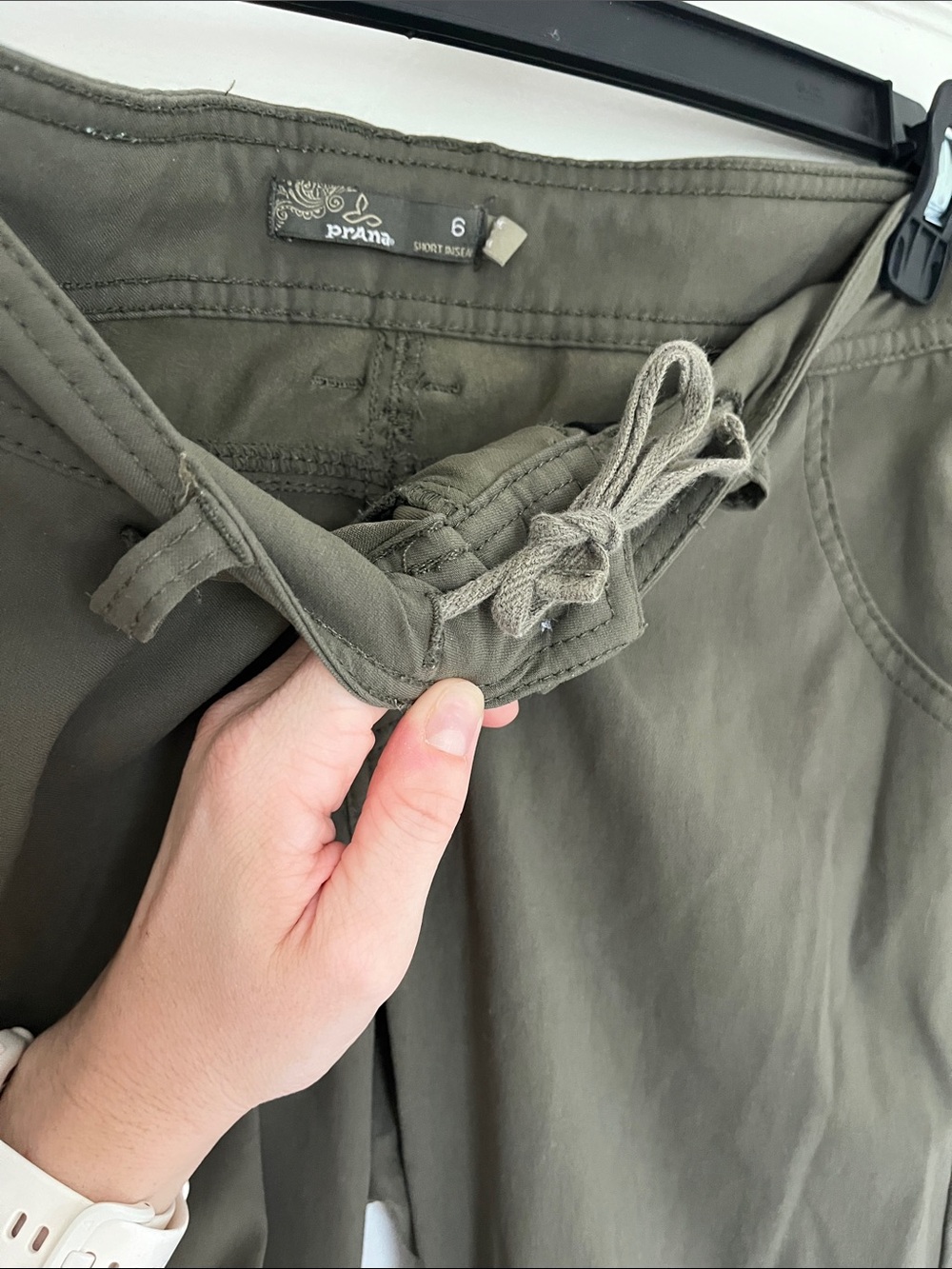Women’s prana Olive Green hiking Utility Pants short inseam adjustable waist - Picture 5 of 6